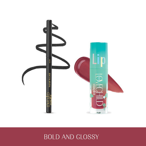LoveChild Bold and Glossy | Kajal and Lip Gelato Oil Coal Black and Raspberry Rose